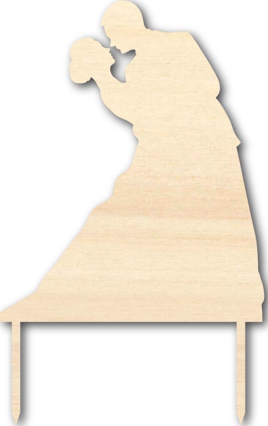 Houten caketopper / taarttopper - Bruidspaar dans - Taart / Cake topper op bestelling gemaakt