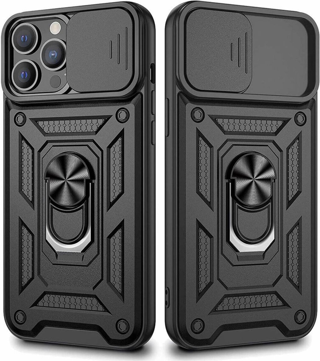 Apple iphone 13 Pro Armor case Zwart-met camera bescheming-antishok case back cover -super stevige hoesje iphone Merk: