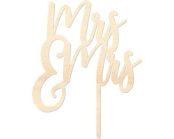 Houten caketopper / taarttopper - Mrs & Mrs - Taart / Cake topper op bestelling gemaakt