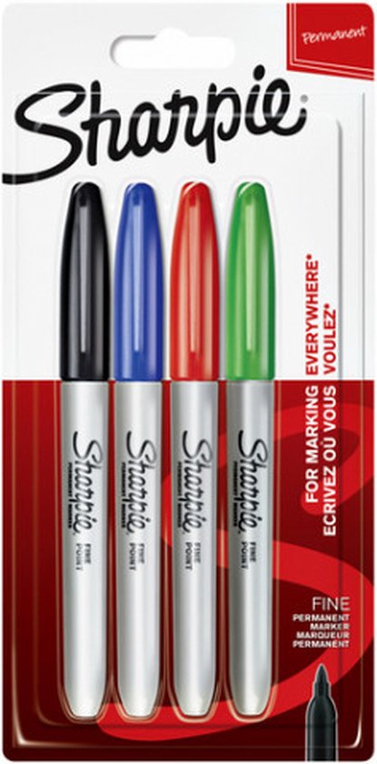 Ensemble de 4 crayons feutre Sharpie Fine: noir, bleu, vert, rouge | bol