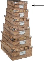 5Five Opbergdoos/box - 6x - Houtprint donker - L28 x B19.5 x H11 cm - Stevig karton - Treebox