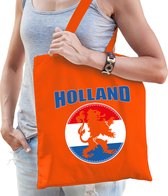 Holland oranje leeuw katoenen tas/shopper oranje voor dames en heren - Nederland supporter - Koningsdag/ EK/ WK voetbal