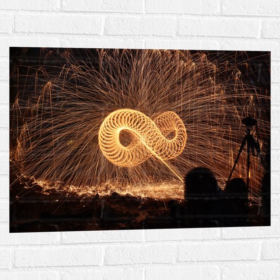 Muursticker - Lichtshow met Verschillende Vormen - 80x60 cm Foto op Muursticker