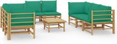 vidaXL-9-delige-Loungeset-met-kussens-bamboe-groen