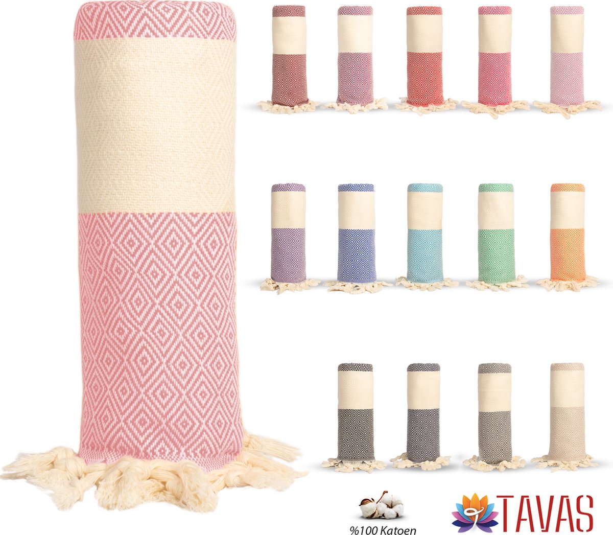 Tavas Hamamdoek Salmon pink Strandlaken %100 Katoen XL Saunalaken 100 x 180 cm Badhanddoek Groot Douchelaken Dames Hotel Handdoek Pestemal Fouta Pareo Yoga Deken Heren
