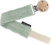 Louka speenkoord wafel groen de luxe - houten clip
