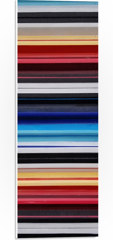 PVC Schuimplaat- Strepen in het Rood, Geel, Blauw en Grijs - 20x60 cm Foto op PVC Schuimplaat