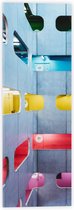Acrylglas - Uitzicht op Gekleurde Verdiepingen van Hotel - 20x60 cm Foto op Acrylglas (Wanddecoratie op Acrylaat)