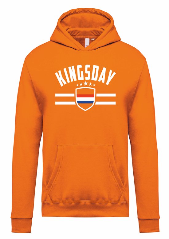 Hoodie Kingsday Vlag | Koningsdag kleding | oranje hoodie shirt | Oranje | maat S
