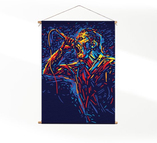 Textielposter Kleurrijke Zanger 01 XL (125 X 90 CM) - Wandkleed - Wanddoek - Wanddecoratie