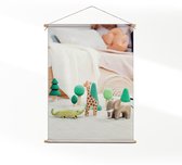 Textielposter Kinderspeelgoed - Kinderkamer - Baby cadeau - Babykamer M (55 X 40 CM) - Wandkleed - Wanddoek - Wanddecoratie