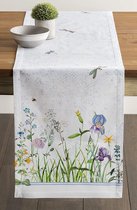 Tafelloper 50 cm x 150 cm, 100% katoen, decoratieve, wasbare paastafelloper voor keuken, feest, bruiloft, restaurant en camping, Fleurs De mei, lente/zomer