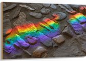 Hout - Regenboog Lichtstralen op Stenen - 120x80 cm - 9 mm dik - Foto op Hout (Met Ophangsysteem)