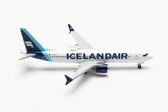 Herpa schaalmodel Boeing vliegtuig 737 Max 8 Icelandair (cyan tail stripe) Jökulsárlón schaal 1:500 lengte 7,9cm