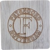 4 onderzetters Hout Feyenoord - Vierkant - 4 stuks - Voetbal - Logo - Houten