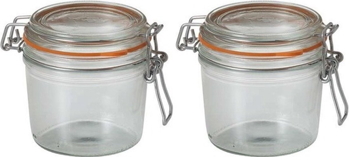 Le Parfait Voorraad/weckpot - 2x - glas - transparant - 10 x 8,5 cm - 350 ml