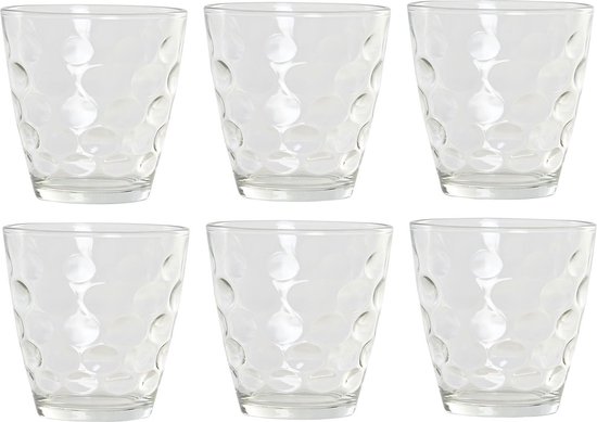 12x Stuks transparante waterglazen/drinkglazen cirkels relief 400 ml van glas - Keuken/servies basics