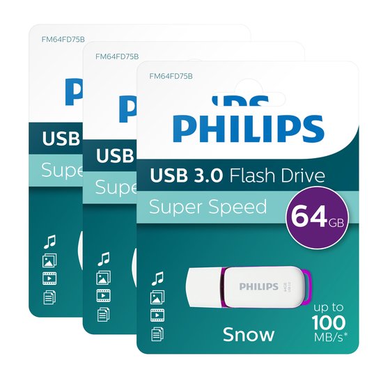 Philips FM64FD75B Flash Drive 64GB Super Speed USB 3.0A USB Stick