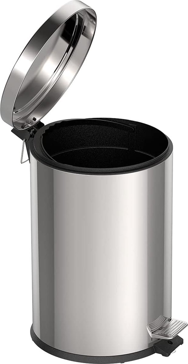 Keukenafvalbak BRASIL RVS, 20 liter, grote afvalbak, met pedaal en uitneembare binnenemmer, softclosing met deksel, voor keuken, badkamer of kantoor, 29,5 x 29,5 x 46 cm