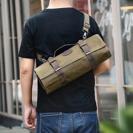 HEZHEN Sac à couteaux | Enroulable | Pour 12 couteaux + 2 tirettes | Sac pour couteaux - Sac de chef - Sac de chef - Sac de chef - Porte-couteaux - Etui à couteaux
