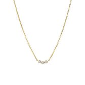 Lucardi Dames Zilveren goldplated ketting zirkonia - Ketting - 925 Zilver - Goudkleurig - 45 cm