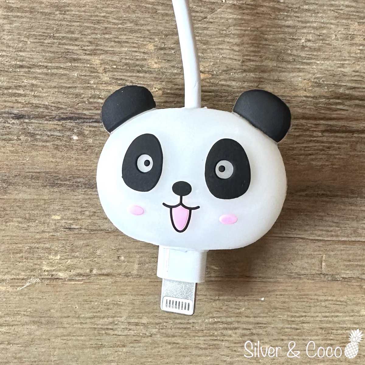 SilverAndCoco® - Kabeldiertjes / Kabelprotector / Kabelbeschermer Mobiele Telefoon Kabel Lader beschermer / Kabelbijter iPhone iPad Android oplader - Panda