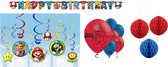 Super Mario - Décorations de fête - Fête d'enfants - Soirée à thème - Guirlande - Honeycomb - Ballons - Swirlhangers - Forfait décoration - Forfait fête.