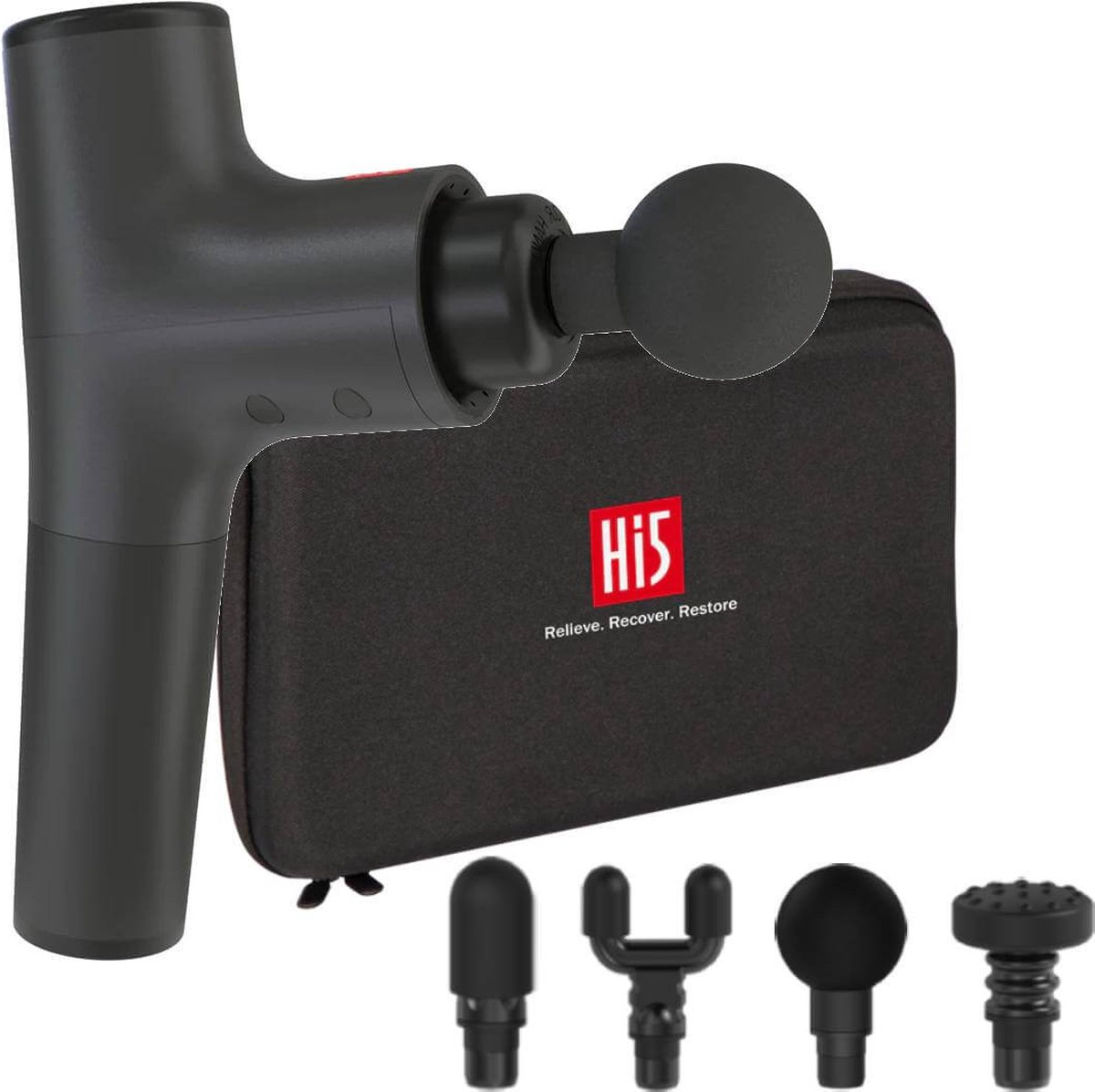 Hi5 Nova Massage Gun - 4 koppen - Spierontspanning - Zwart