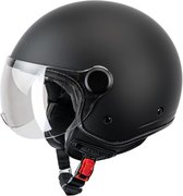 Beon Logo - Geschikt als Fiets Snorfiets Brommer Motor Scooter helm - Retro Vespa jethelm met vizier - Voor dames volwassenen - XXL - Mat Zwart - Gratis helmtas