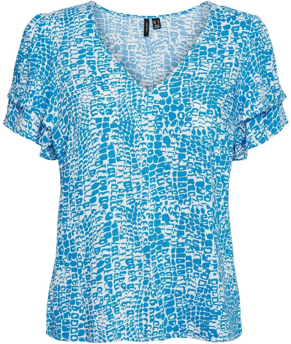 Vero Moda T-shirt Vmulippa S/s V-neck Top Wvn Btq 10290907 Skydiver Dames Maat - S