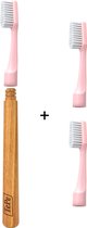Brosse à dents TePe Choice ™ - brosse à dents durable - avec trois têtes de brosse à dents remplaçables - Rose