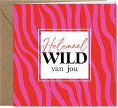 Tallies Cards wenskaarten - Liefde Valentijn Liefs Gek op jou - collectie WILDcards - 4 kaarten met envelop - duurzaam