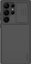 Geschikt voor Nillkin Samsung Galaxy S23 Ultra Hoesje Siliconen Camera Slider Zwart