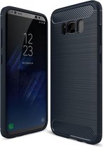 Samsung Galaxy S8 Geborsteld TPU Hoesje Donker Blauw