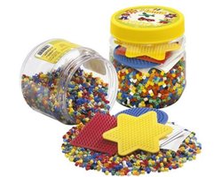 Hama Strijkkralen in een Ton met 3 Grondplaten - Geel