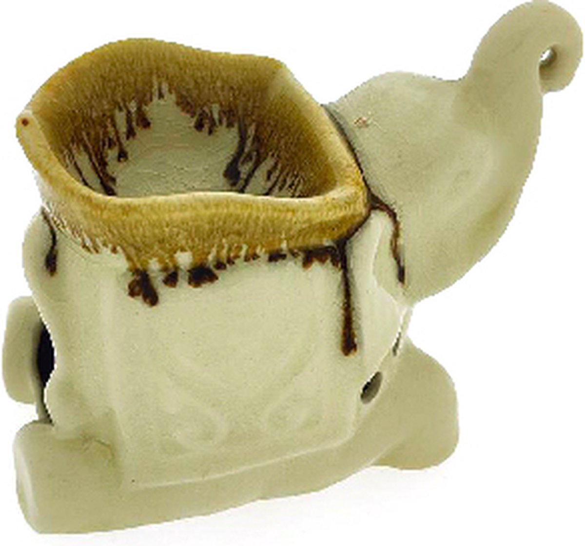 Goedkoopste Aromabrander – Aromaverdamper – Handgemaakt – Keramiek - Aroma diffuser – Olieverdamper - Aromadamper theelicht –– Olifant vierkant crème/bruin