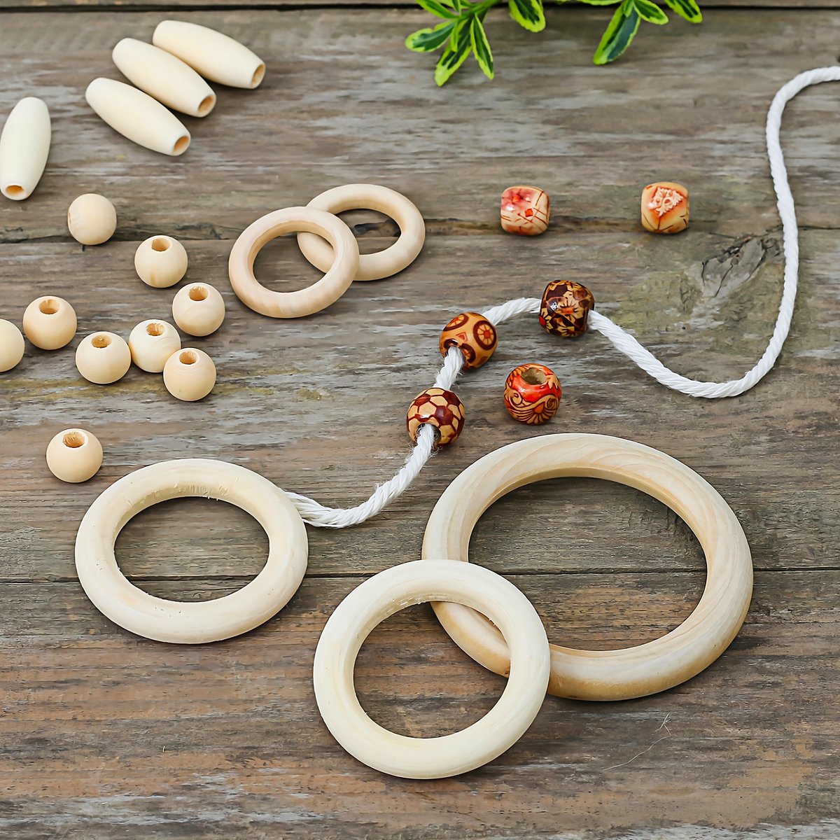 300 Meter 3mm Macramé Touw Compleet Pakket met Houten Ringen en Kralen - Hobby DIY Natuurlijk Katoen Koord\Garen voor Wandkleed en Plantenhanger Zelf Maken - Volwassen\ Kinderen Knutselen Set voor Macramé en Sieraden Handwerk- Incl. E-boeken — afbeelding 5