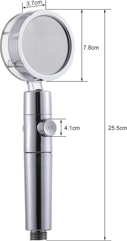 Pommeau de douche 3 types de jets Turbo double face avec filtre en coton PP  - Douchette haute pression économiseur d'eau et tuyau de 1,5 m - Pour