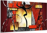 Schilderij Op Canvas Abstract - Rood, Grijs, Geel - 120x70cm 1Luik - Foto Op Canvas - GroepArt 6000+ Schilderijen 0p Canvas Art Collectie - Wanddecoratie - Woonkamer - Slaapkamer - Canvas Print