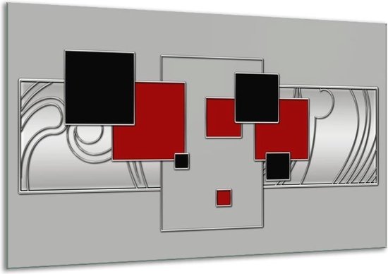 Peinture sur toile Carré | Gris, rouge, noir | 120x70cm 1Hatch