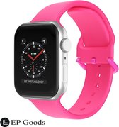 EP Goods - Bandje Geschikt voor Apple Watch Series 1/2/3/4/5/6/SE/7/8/Ultra en Ultra 2 - 42/44/45/49mm - Siliconen - Met Gesp Sluiting - Roze