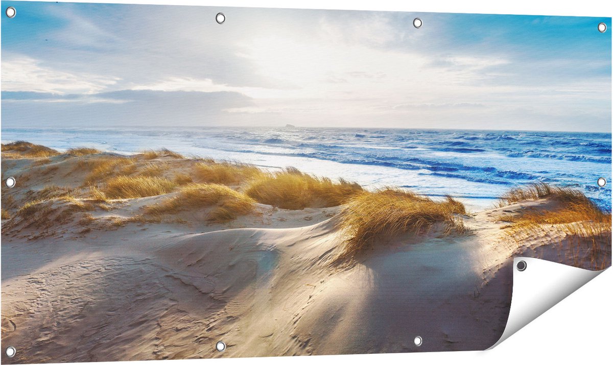 Gards Tuinposter Duinen en Zee - 120x60 cm - Tuindoek - Tuindecoratie - Wanddecoratie buiten - Tuinschilderij Multikleur