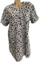 Dames nachthemd korte mouw 6508 met dierenprint M grijs/zwart/turqoise