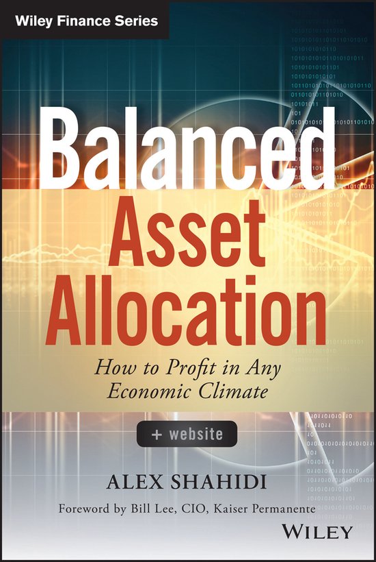 Boek "Balanced Asset Allocation" in de Wiley Finance Series, met een gestileerde achtergrond.