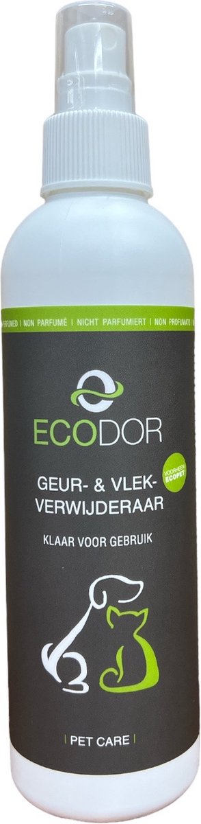 Ecodor Geur- & Vlekverwijderaar - 250ml - Tegen de geur en vlekken van braaksel/overgeefsel/kots, ontlasting, urine, bloed, zweet en overige organische vlekken - niet geparfumeerd - Ecologisch - Vegan - Ecodor