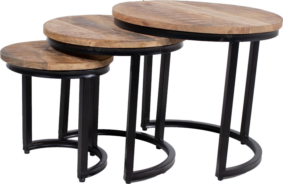 Ronde salontafel set Ohio Naturel Mangohout 70 cm