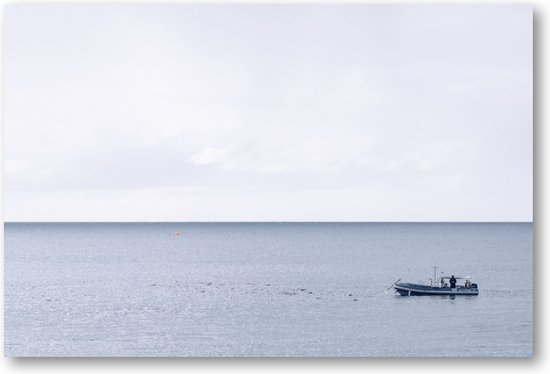 Baai met boot - Lanzarote - Foto op Plexiglas 60x40