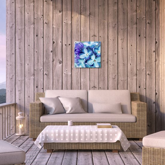 Affiche de jardin Gards Fleurs Lilas Bleus - Lilas - 40x40 cm - Toile de jardin - Décoration de jardin - Décoration murale extérieure - Tableau de jardin