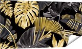 Gards Tuinposter Gouden Tropische Bladeren - 120x60 cm - Tuindoek - Tuindecoratie - Wanddecoratie buiten - Tuinschilderij