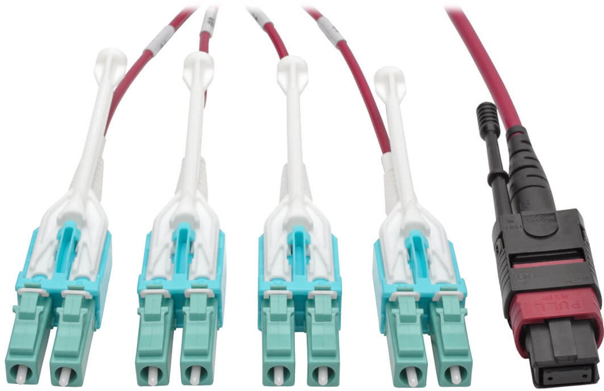 Tripp Lite N845-01M-8L-MG Glasvezel kabel 1 m OM4 MPO/MTP 8x LC Black,Magenta,Turquoise